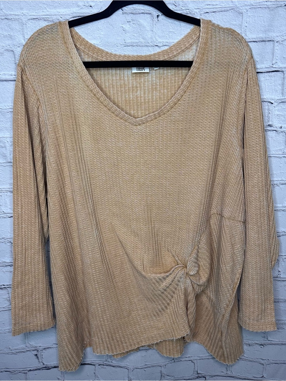 Women's Mustard Waffle Knit Top